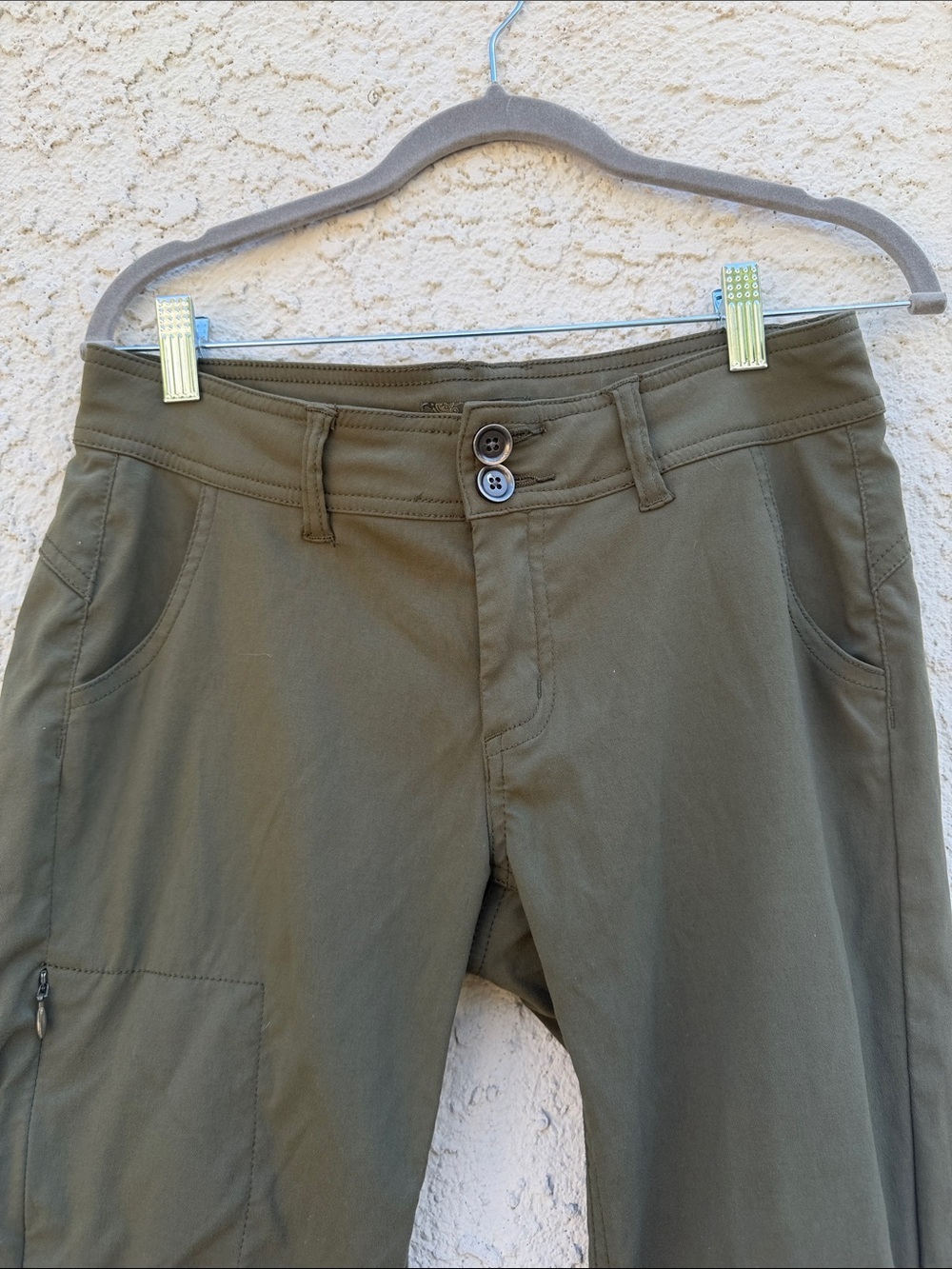 PrAna Women's Halle Army Green Roll up Hiking Pants Size 2 - Picture 3 of 10